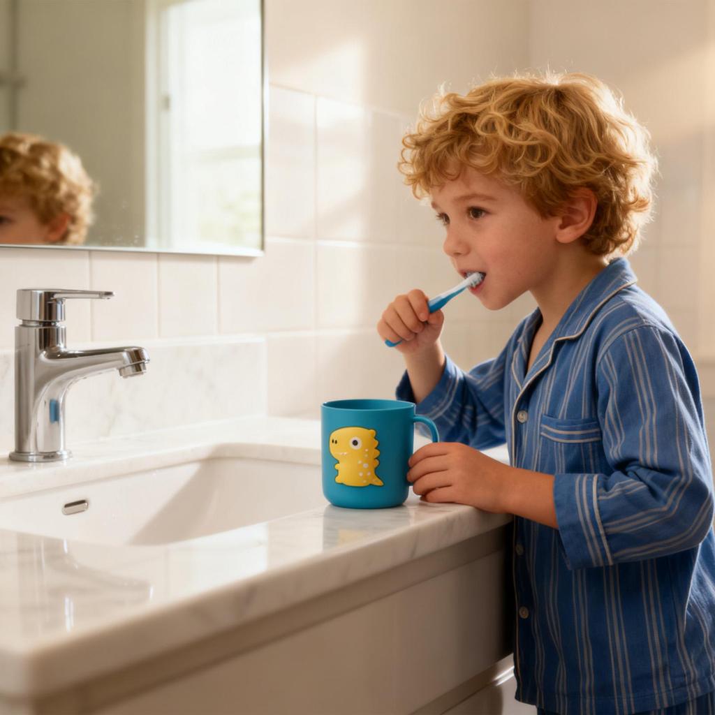 Bathroom Toothbrush Holder 400ml Dinosaur Unbreakable Drinking Portable Drinking Cup for Children Boys Girls Kids Toddler