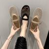 Fashion 2025 New Women's Flat Ballet Shoes Breathable Mesh Hollow out Slip-On Casual round Toe Rubber Sole Low Heel Single Shoes