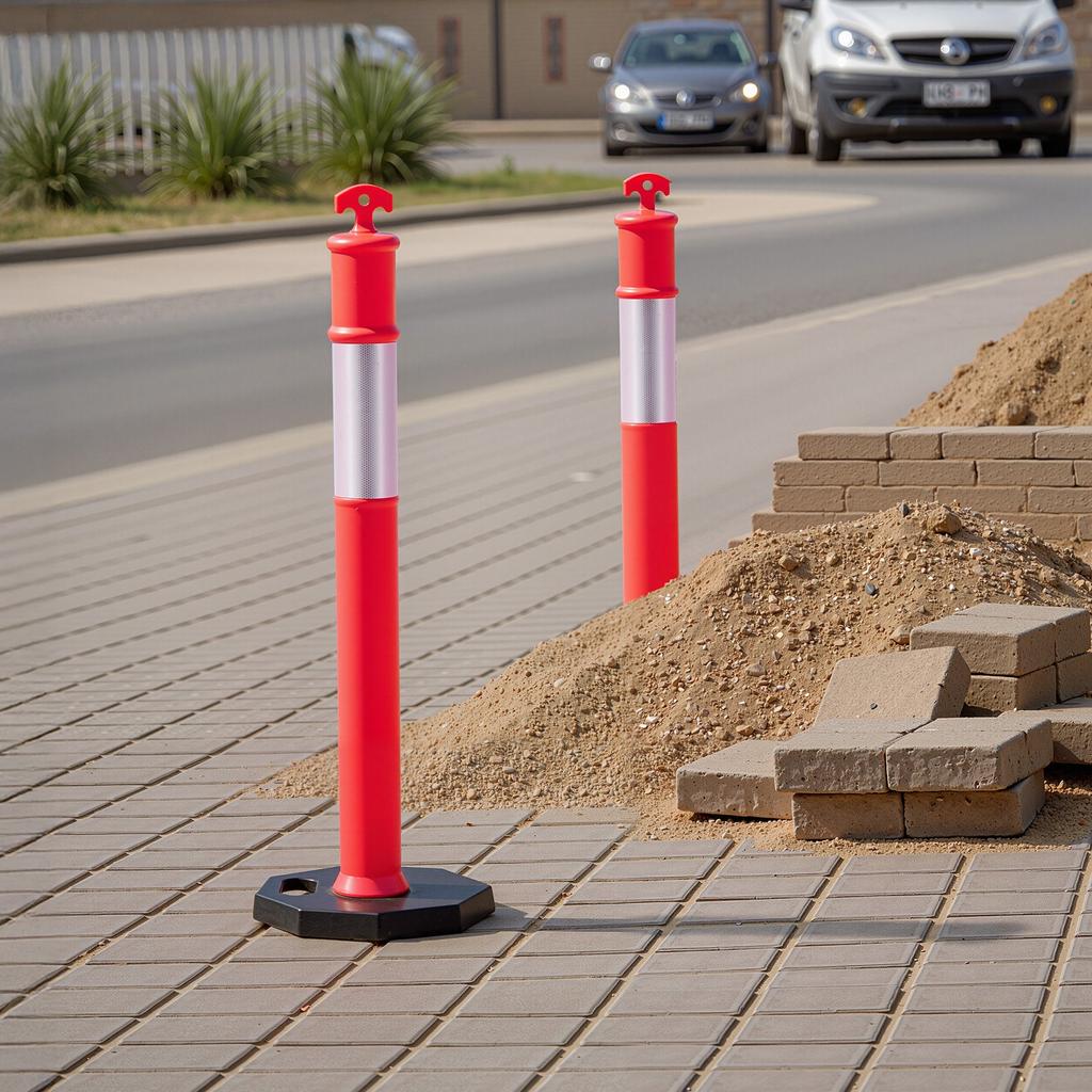 VEVOR 6 Pack Traffic Delineator Posts, 1140 Mm Traffic Safety Cones with Weighted Base and Reflective Strips