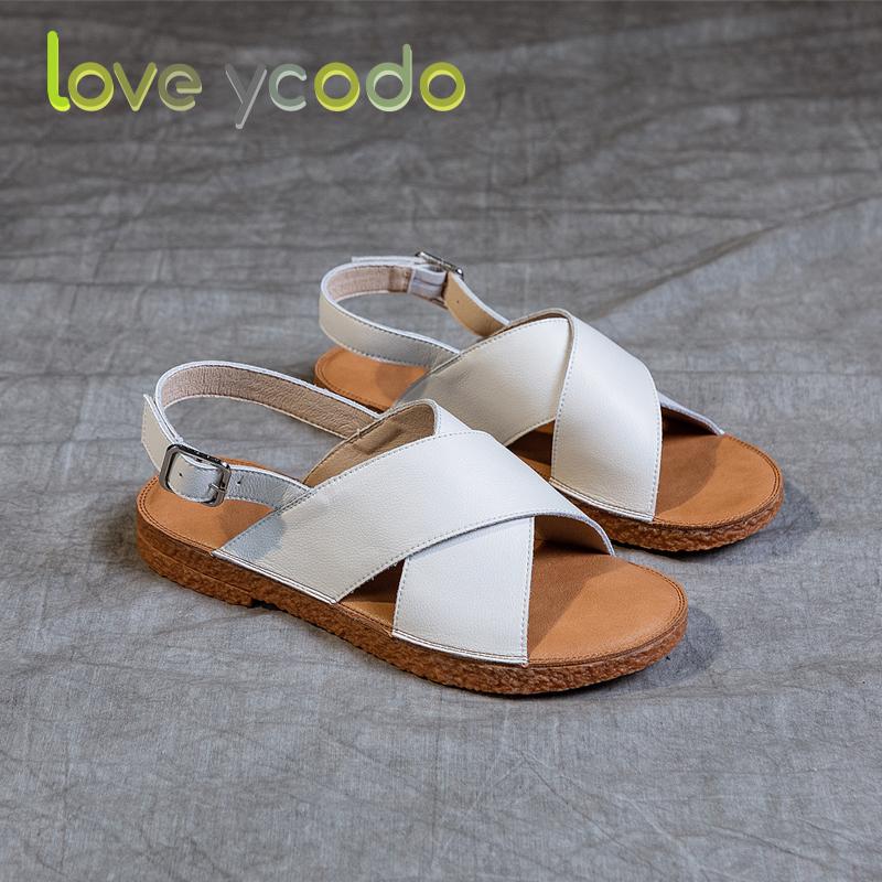 love ycodo Summer Leather Sandals for Women and Students Size 35-43