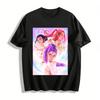 Anime Girl Group Print T-shirt Women Casual Loose Fit Top Trendy Cartoon Peripheral Streetwear Tee Pure Cotton T-shirt