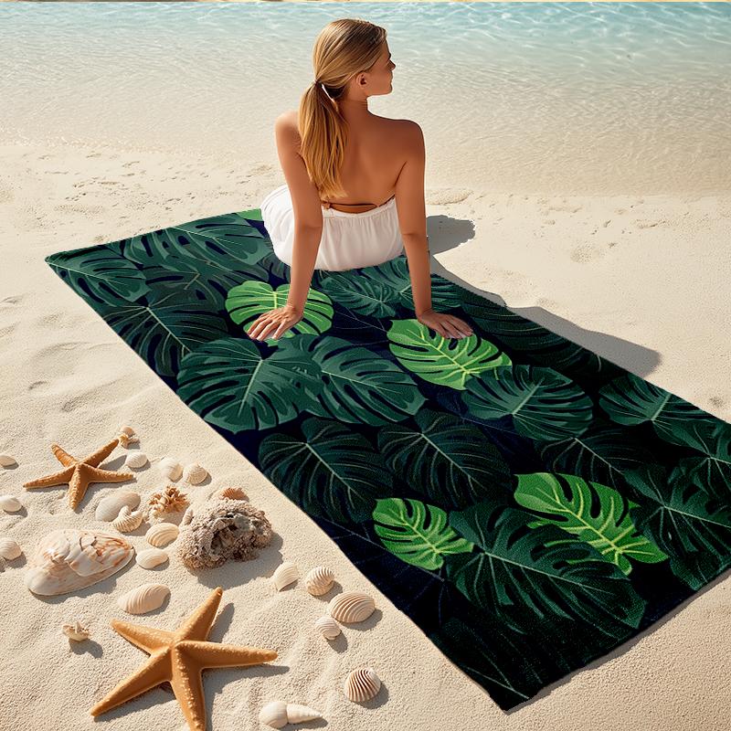 1Pc Tropical Leaf Beach Towel, Quick Dry, Multi-Use for Beach Pool Gym Yoga Home Travel, Christmas, Halloween, Xmas Gift M928204