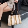 Korean Version of Large-capacity Women's Shoulder Bag Women's 2025 New Simple Vertical Striped Casual Tote Bag Fashion Handbag