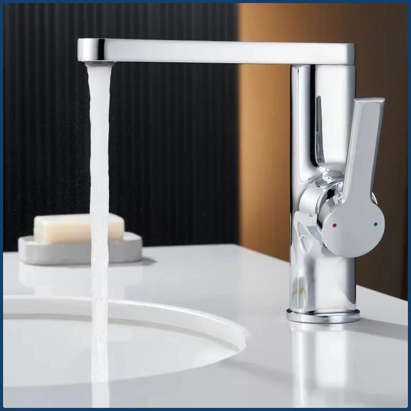 Zinc Alloy Single Holder Single Hole Washbasin Tap for Bathroom 360 Degrees Rotation Basin Mixer Sink Faucet With Hose