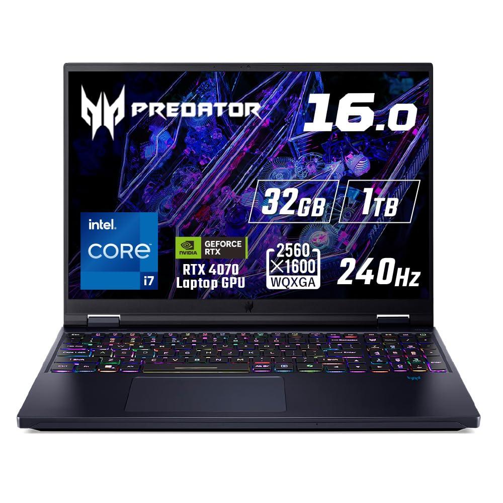 

Acer Predator Helios 16 Windows 11 Home Intel 14th Generation Core i7 RTX 4070 Laptop GPU 32GB Memory 1TB SSD WQXGA IPS 240Hz Panel 6E Compatible 5th чорний