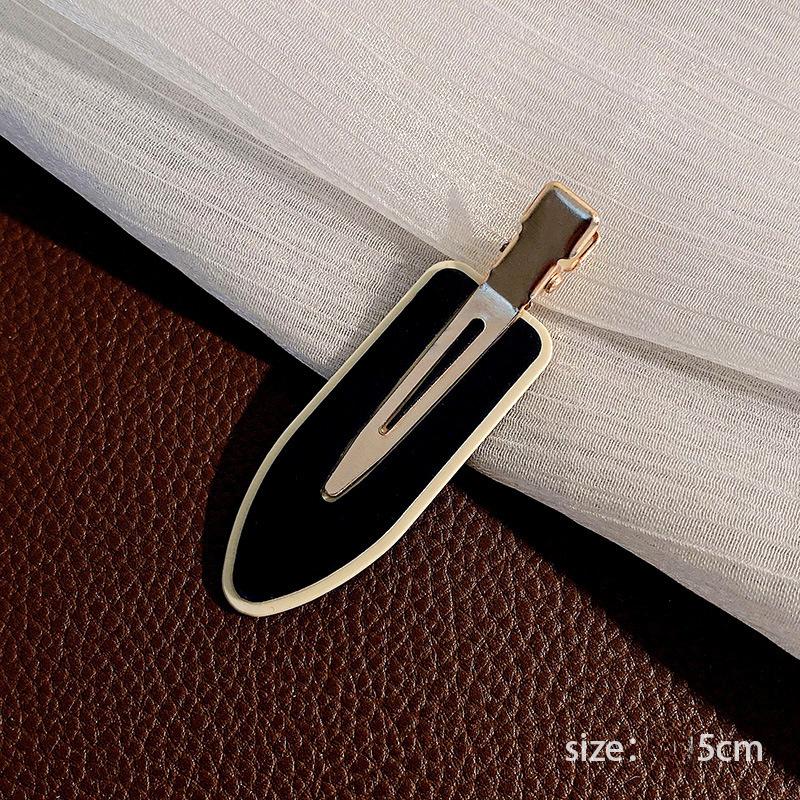 Traceless Hairpin Girl Instagram Checkerboard Black and White Hairpin Bangs Broken Hair Edge with Wavy Duck Beak Clip Vintage Hair Accessories