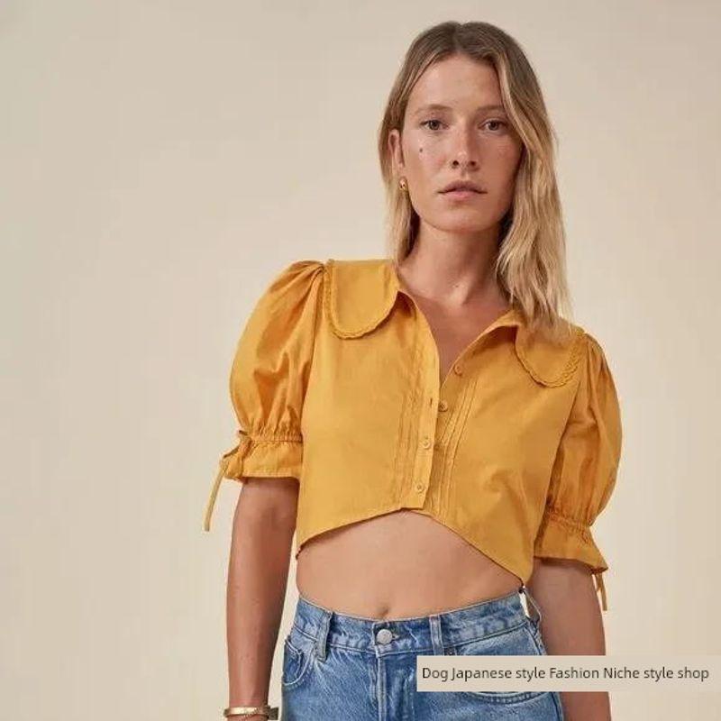 

Summer New Arrival Red Brand Pure Yuan Ref Shirt Tops Miscellaneous Collection ORANGE COTTON SHIRT Size 4