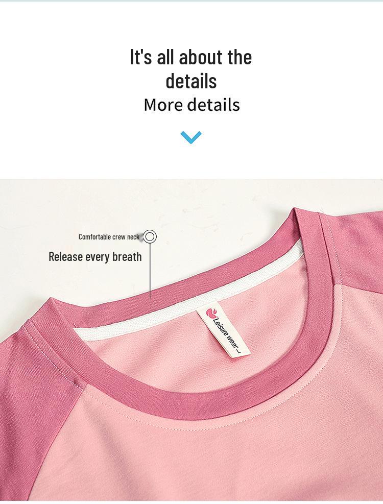 Damen Baumwoll-Pyjama-Set im koreanischen Stil mit Brustpolstern - Kurzarm und Shorts, Anti-Wölbung, lockere Passform für sowohl Haus- als auch Outdoor-Bekleidung