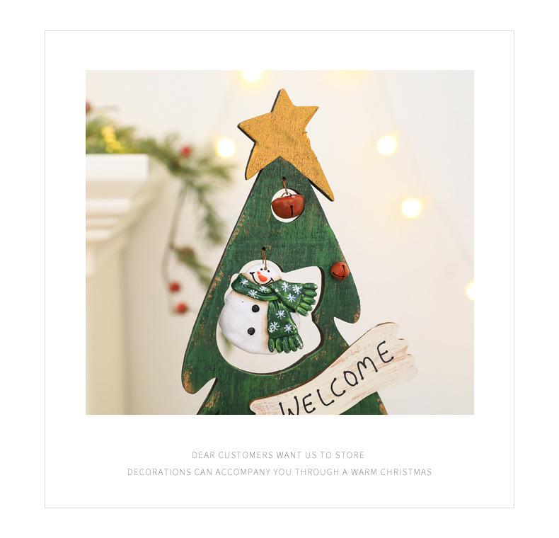 Ornamenti Natalizi Retro in Legno con Albero di Natale e Pupazzo di Neve per Decorazioni Domestiche