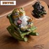 Cadeira de Balanço que Muda de Cor em Resina Sapo Dourado Pet de Chá Jogos de Chá Criativos Estatueta de Chá Brinquedos para Brincar Estátua de Chá Enfeites Acessórios