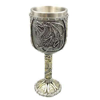 Black  Flying Dragon Tall Glass Resin Stainless Steel Mug Wine Glass Tall Cocktail Glasses