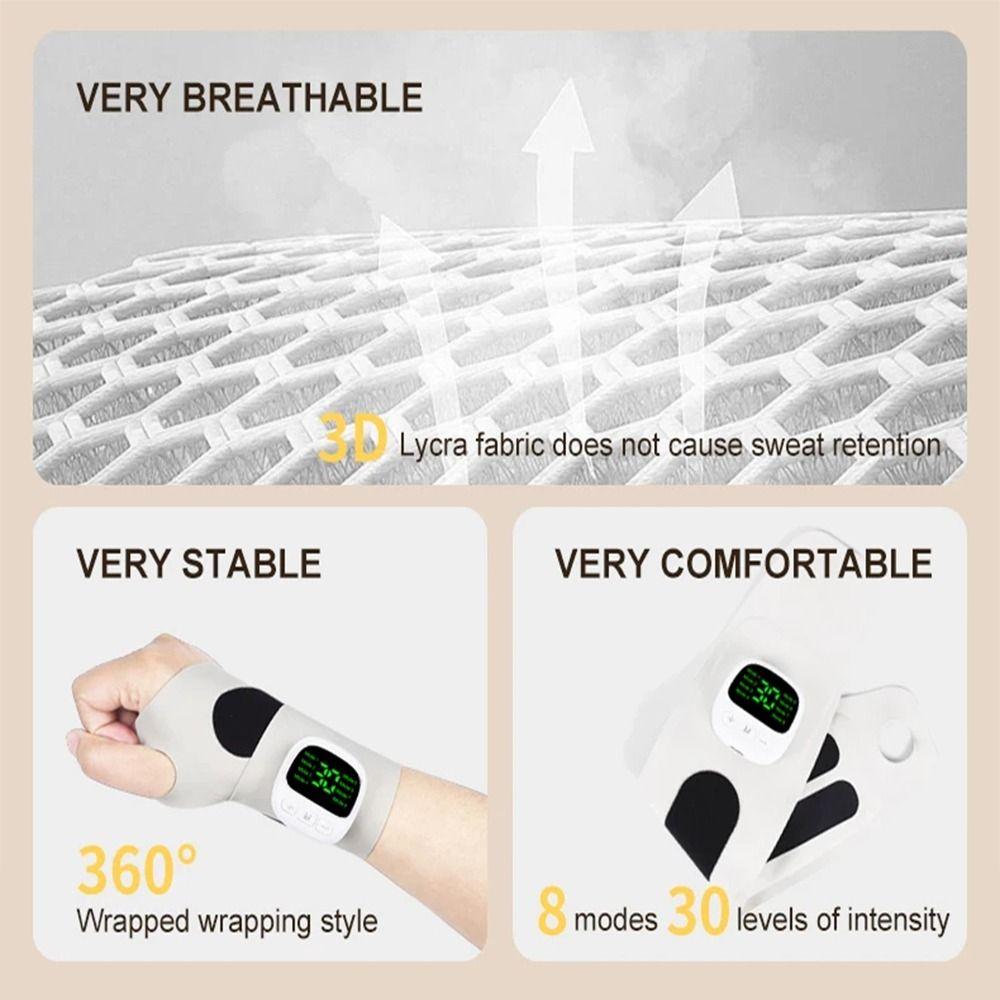 Cordless Hand Massager 8 Mode Electric Massage Tool Hand Massage Instrument  Wrist Sprain