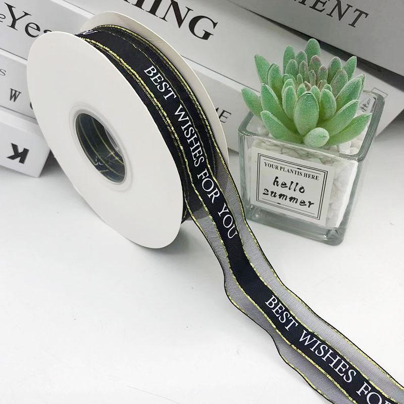 

2,5 см прозрачная лента из пряжи Snow с английским и корейским дизайном для бантов на подарочные коробки для тортов