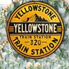 Vintage Metal Wall Sign Round Train Station Decor