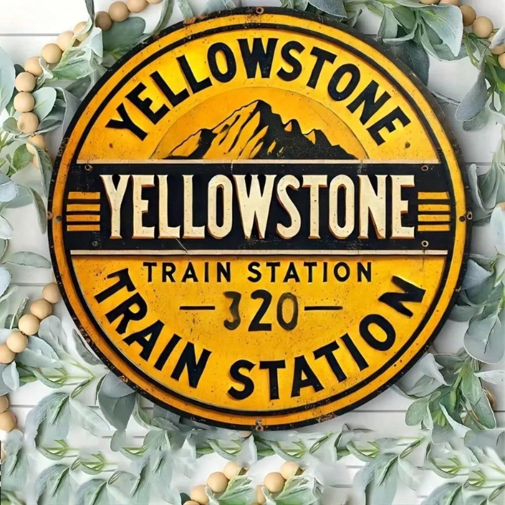 Vintage Metal Wall Sign Round Train Station Decor