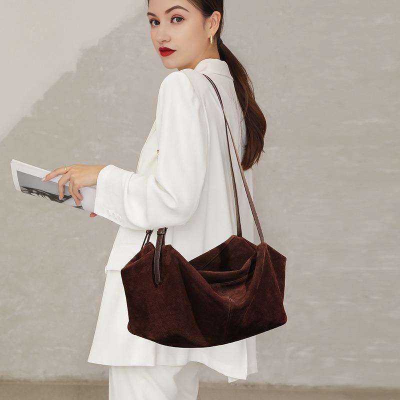 Hot-selling Women's Bags Niche Commuter Versatile Suede Tote Bag, Frosted Cowhide Large-capacity Shoulder Underarm Pillow Bag
