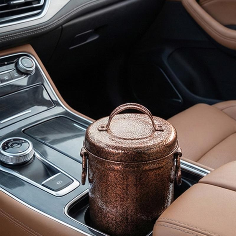 Windproof Vehicle Ashtray Portable Metal Bucket Style Stops Ashes Spread During Driving Simple Disassembly