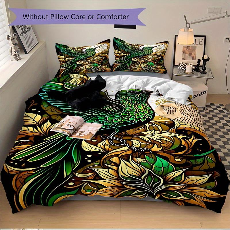 3pcs Hummingbird Floral Soft Comfortable Bedding set, For Bedroom, Guest Room And Dorm, All Season Use, High-Definition Printing, Machine Washable 172