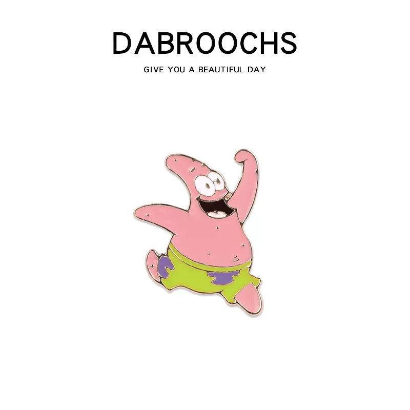 SpongeBob SquarePants Brooch Patrick Star Cute Japanese Cartoon Pin Male and Female Student Couple Personality Metal Badge