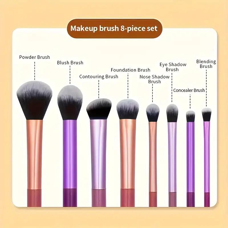8ks sada štětců na make-up s měkkými syntetickými vlasy, štětce na make-up, podklad, tvářenka, oční stíny, kosmetické nástroje na líčení