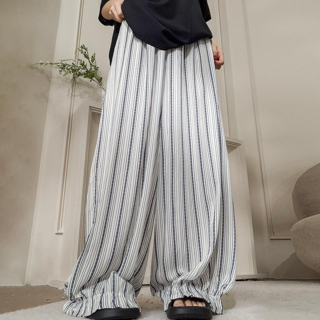 Cotton and silk pajama pants women's summer thin high-waisted trousers drape loose home pants sweet wind summer vacation bud pants