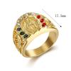 Catholic Virgin Mary Lucky Prayer Rings For Men Women 316L Stainless Steel Hip Hop Fashion Gold Color Amulet Jewelry Wholesale