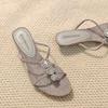 Women Slippers Crystal Cross-tied Slippers Sexy Low-heeled Sandals Flip-flops Clip-toe Fashion Outdoor Shoes Summer Slides Women