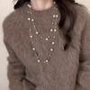 Tiger Eye Stone Multilayer Geometric Necklace With Beaded Chain For Women And Men