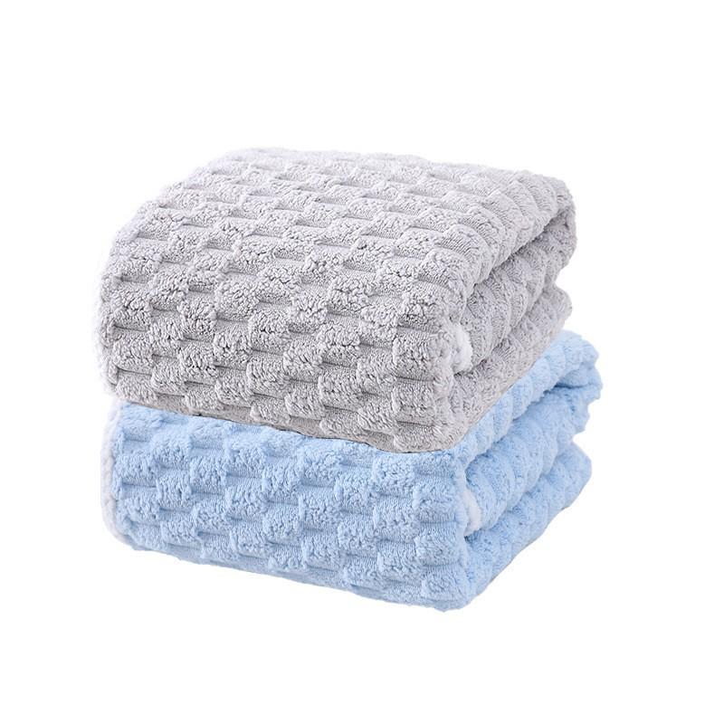 

Комплект банных полотенец из очень толстого кораллового флиса для женщин - комплект из 3 предметов для взрослых с шапочкой для сухих волос 70x140 cm светло-серый/светло-синий
