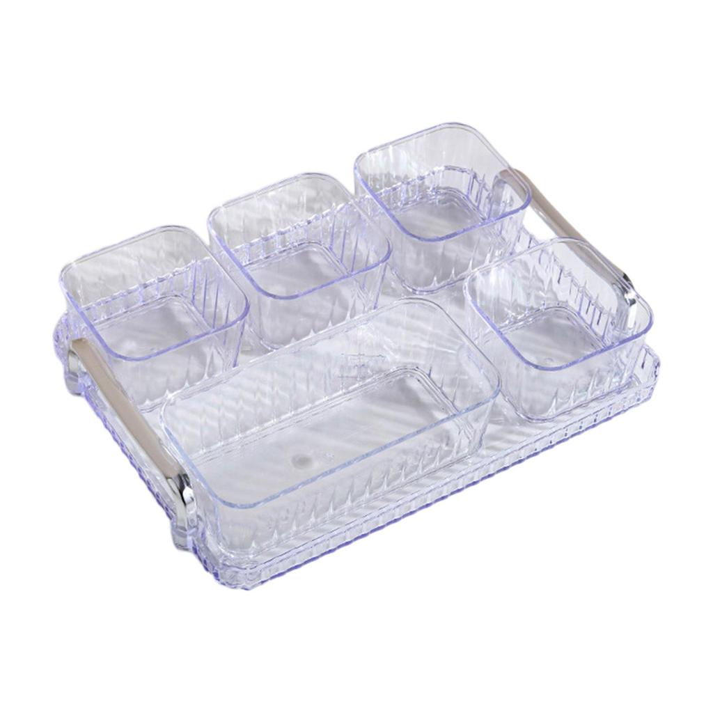 Acrylic Appetizer Tray Divided Serving Platter 5 Removable Snacks Bowls Snack