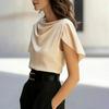 Women Tops Irregular Short Sleeve Regular Fit Shirt Pure Color Loose Fit Lightweight Shirt Work Parties Casual Wear
