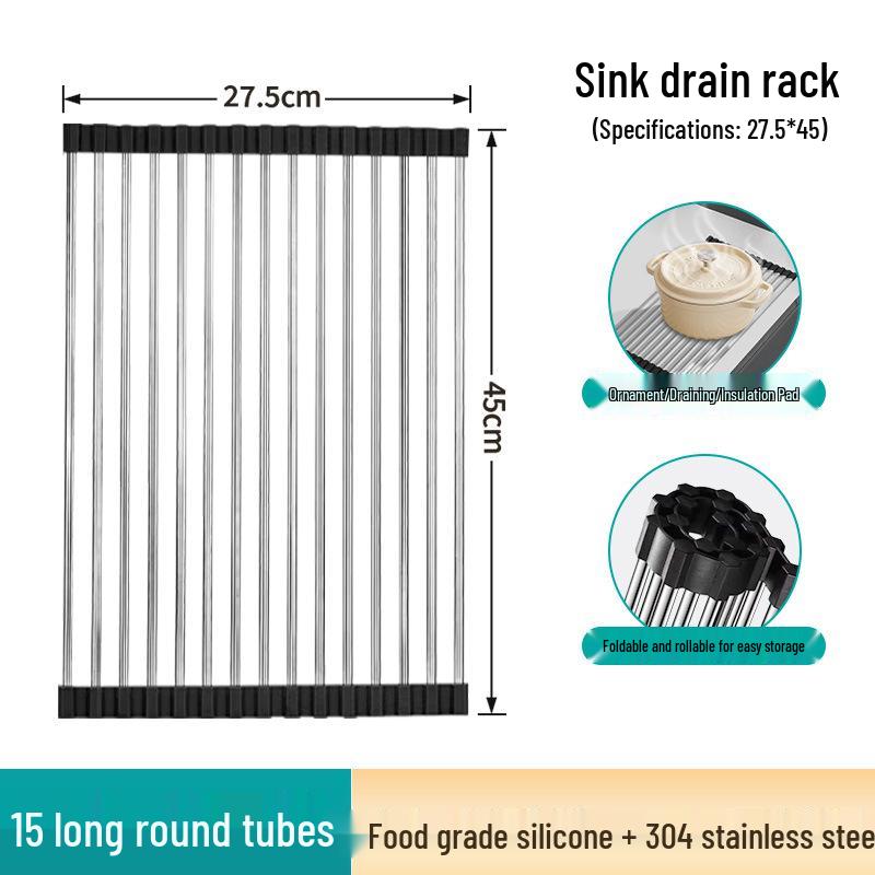 Foldable Rust-Proof Kitchen Sink Rack: No-Drill Dish and Bowl Storage Basket