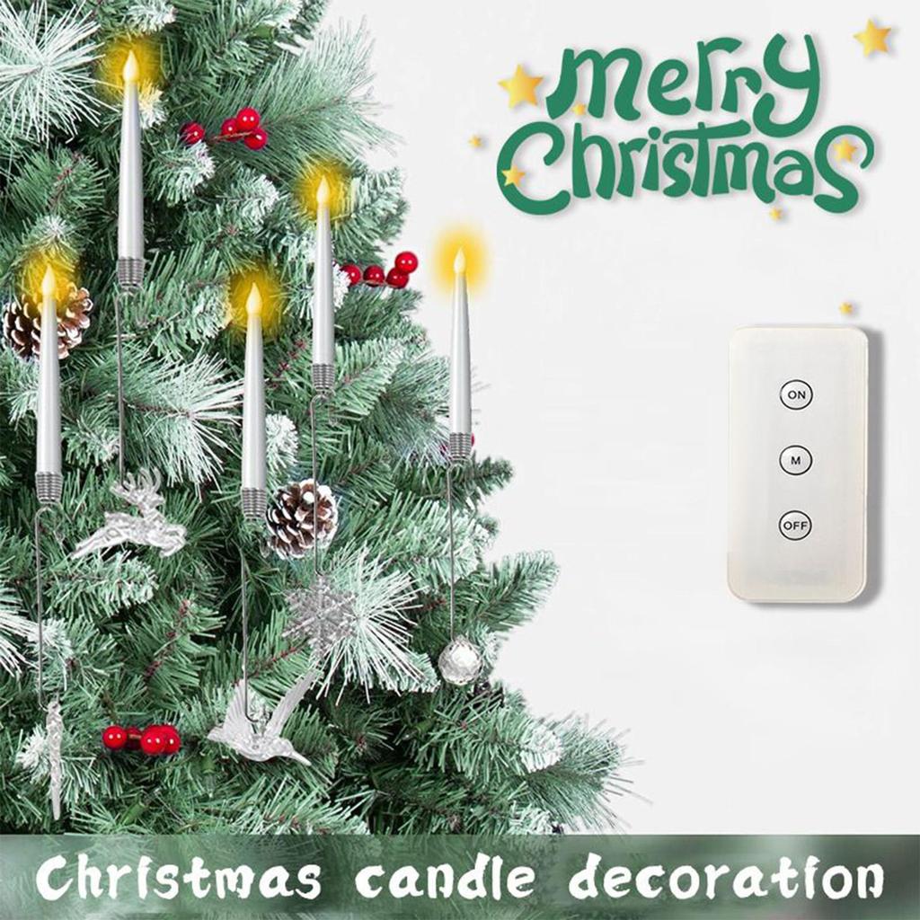 Velas de Árvore de Natal com Controlo Remoto Velas LED Sem Chama Luzes Decorativas 6 Peças Decorações de Natal para Feriado Interior