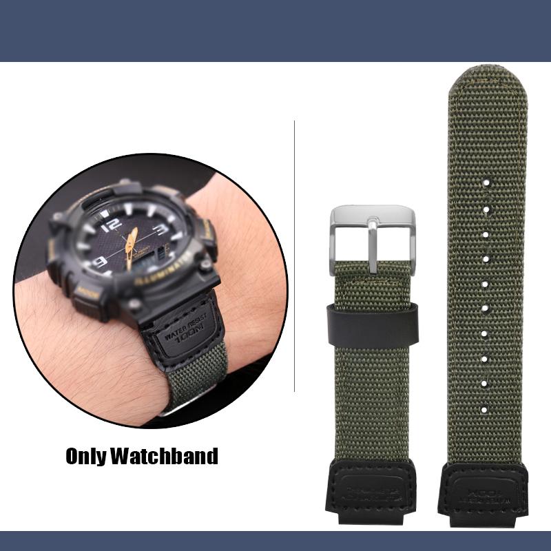 

Для Casio нейлоновий ремінець W-735H AE-1200WH SGW-300/400H/500H AQ-S810W AE-1000/1300 MRW-200H Вигнутий 16 18мм Полотно Силікон Ремінець для годинника 18mm
