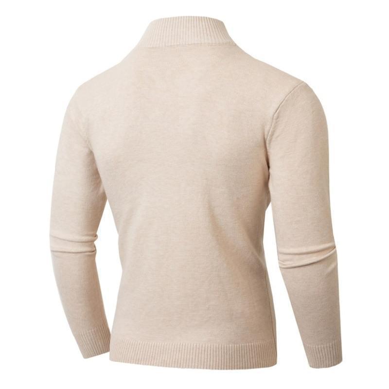 Autumn/Winter Men's Half-Zip Stand Collar Solid Color Knit Sweater Fashion Base Layer