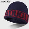 Jacquard Hat European and American Letter Knitted Hat with Velvet Warm Hat Casual Sports Hoodie