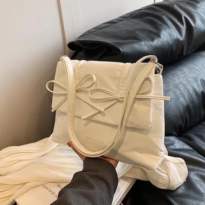 Lazo Moda Estilo Extranjero Bolso Pequeño Bolso de Axila para Mujer Temperamento Simple Color Sólido Bolso Mensajero Bolso Cuadrado Pequeño