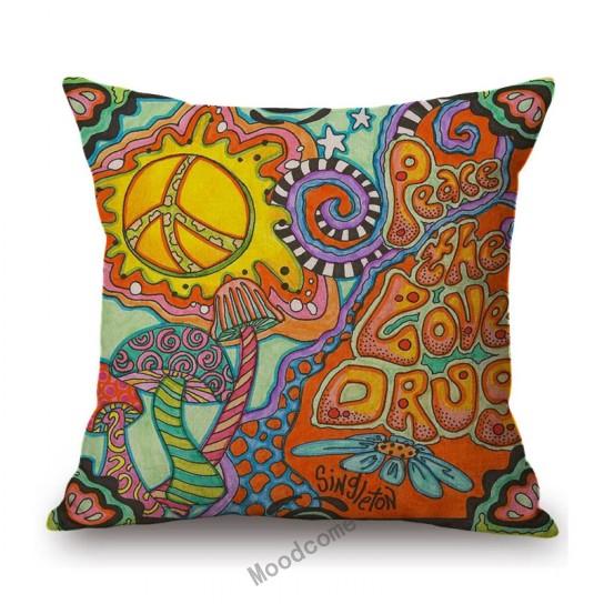 Cartoon Pop Art Hippie Modern Art Sun Girl Fashion Sofa Throw Pillow Case Cotton Linen Bench Cushion Cover Case