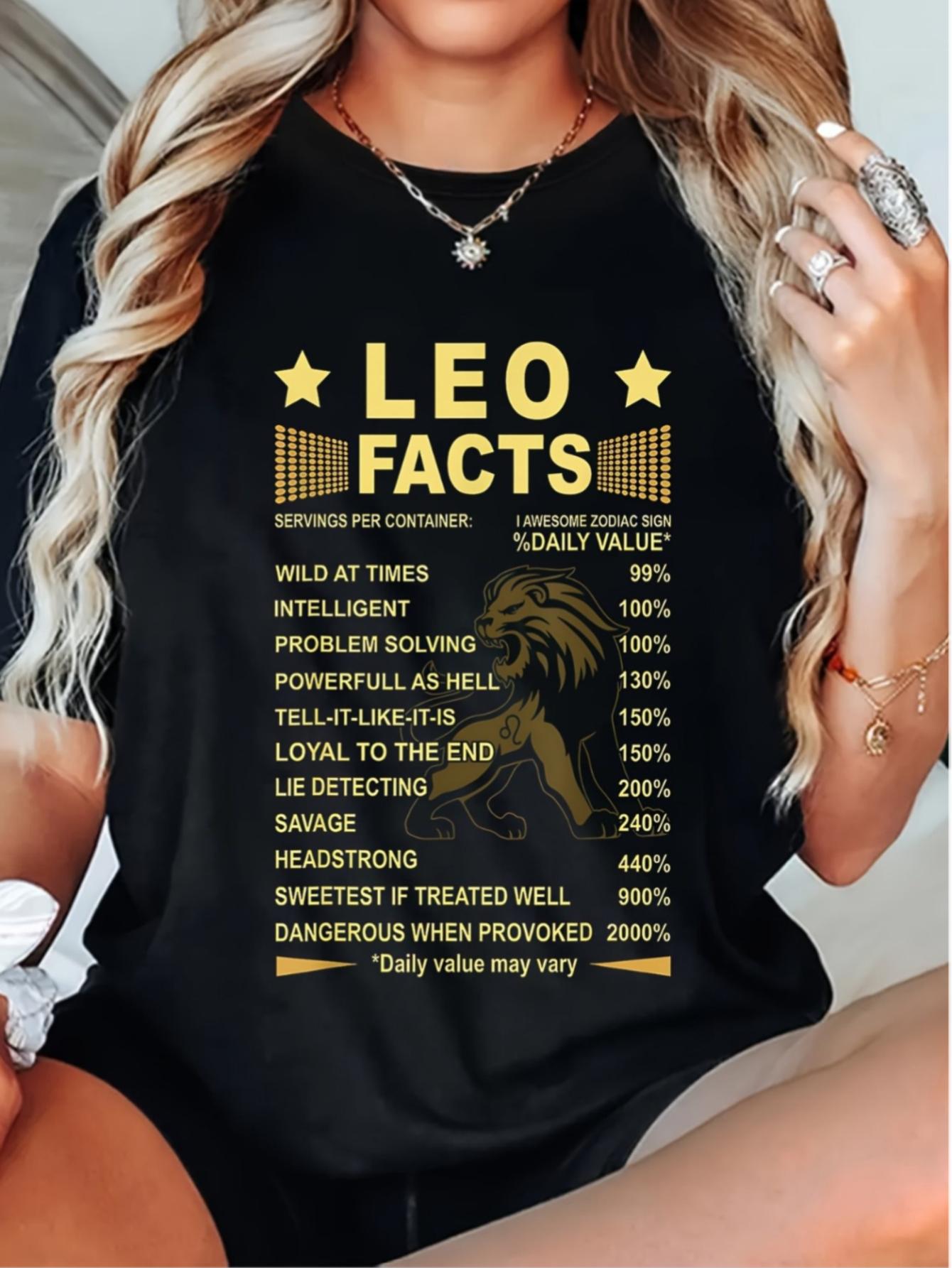 Leo Facts T Shirt for Women, Funny Zodiac Sign Graphic Tee, Leo Personality Statement Top, Birthday Gift for Leo Lovers, Confident Astrology Shirt S разноцветный