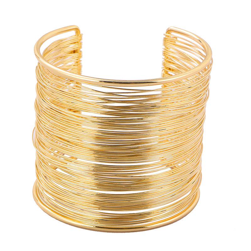 European & American Punk Metal Open Cuff Bracelet: Wide Hollow Bangle Armband