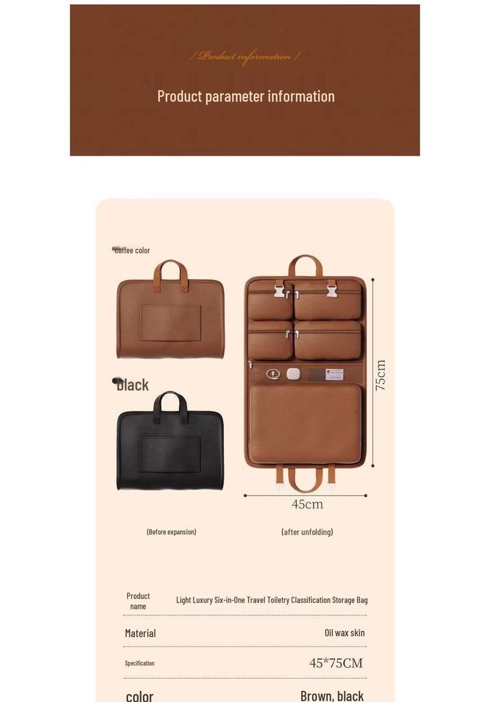 PU Leather 6-in-1 Hanging Travel Organizer for Clothes, Underwear, and Pants