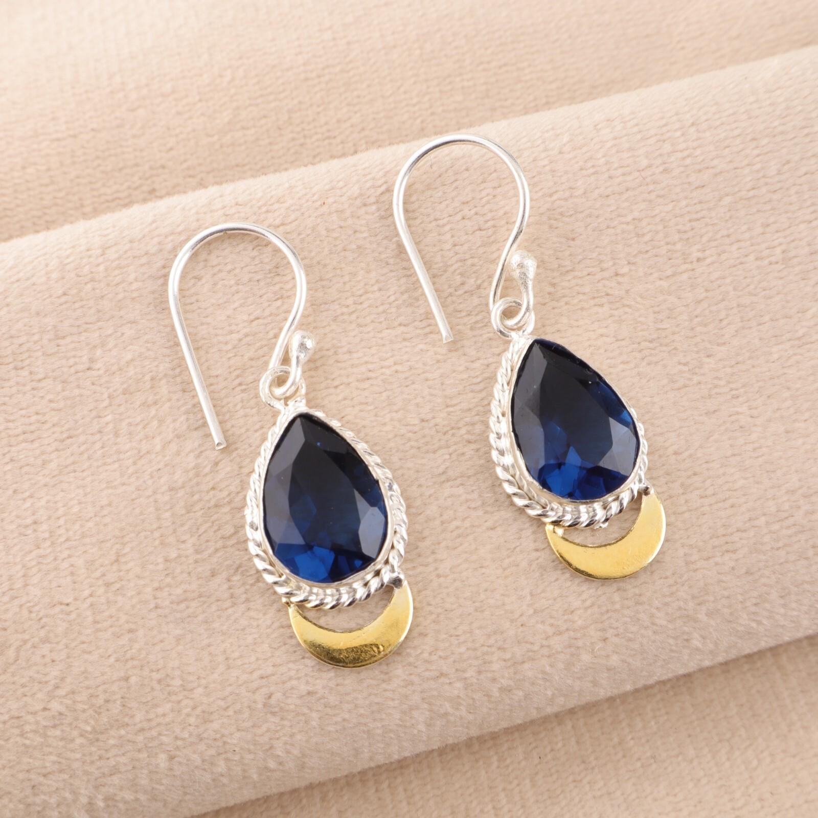 

Лондонский голубой топаз драгоценный камень 925 стерлинговое серебро ювелирные изделия ручной работы серьги 1,5 EE-162-13