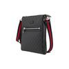 Gucci GG Embossed Logo Leather Stripe Web Shoulder Bag Men Messenger Bag Black Gray 474137-K5RLN-1095
