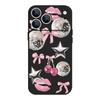 Für iPhone 17 Pro Max Hülle Kirsch-Schleifen Lippen Discokugel Weiches Silikon Lanyard Hülle Für iPhone 16 Pro Max Hülle iPhone 15 14 13 12 11 16E