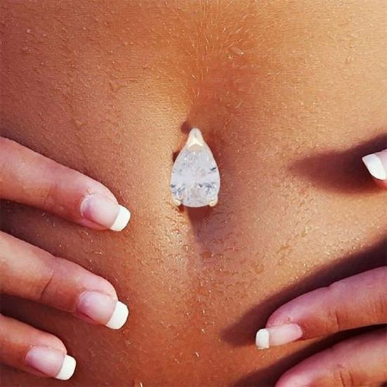 Women Reverse Heart Belly Button Ring Bar Navel Ring Body Piercing