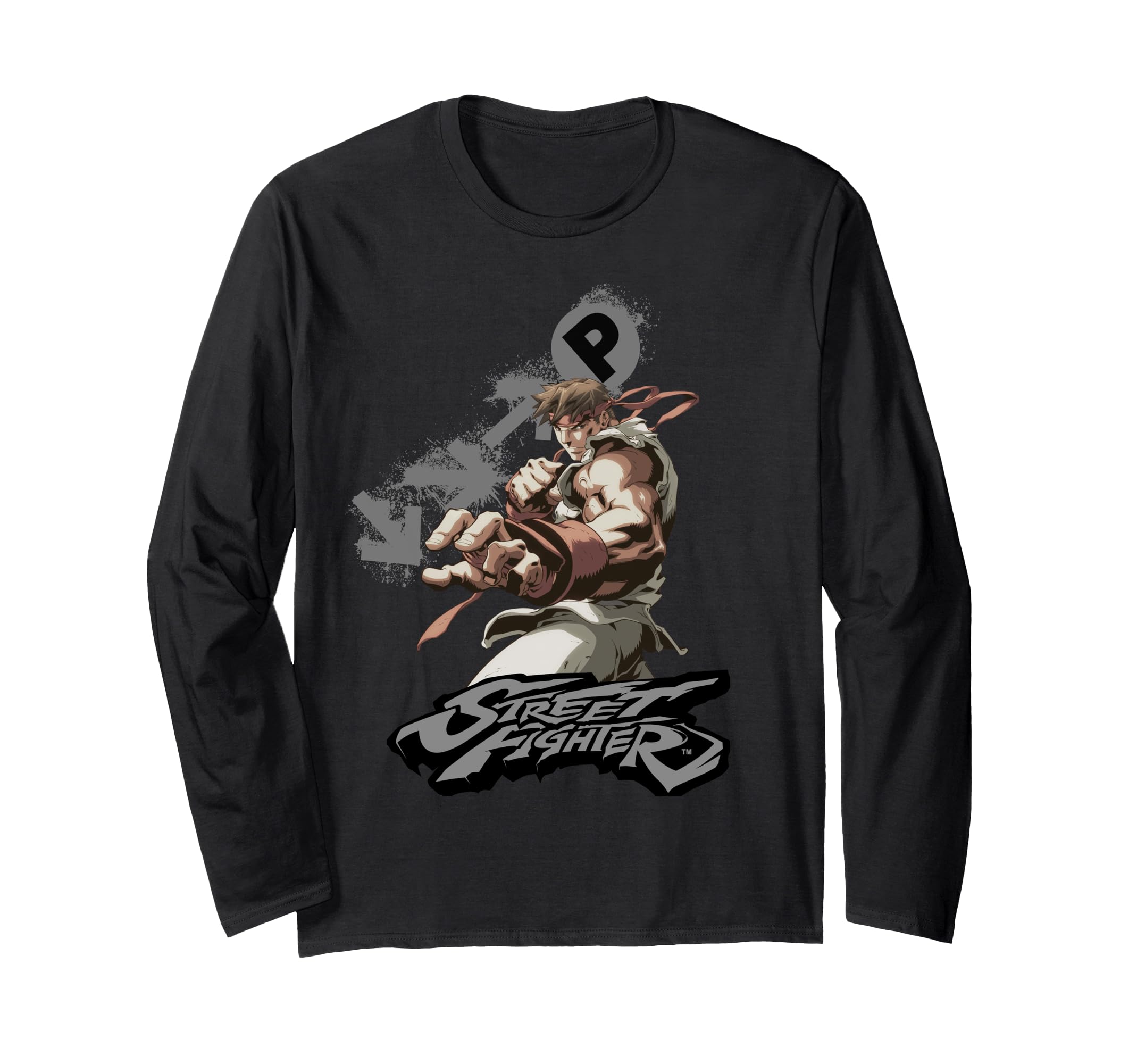 

Street Fighter Ryu Portrait Fireball Epic Showdown Gamer Long Sleeve T-Shirt