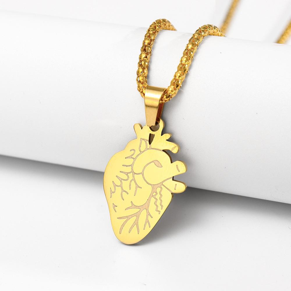 New Strawberry Heart Titanium Steel Necklace Pendant Jewelry 60CM