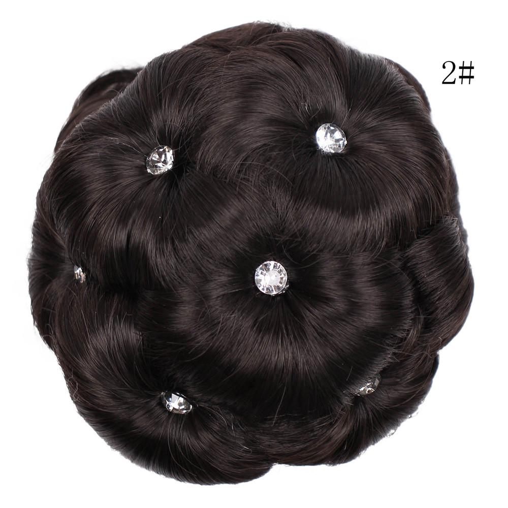 Female Wig Hair Ring Curly Bride Makeup Diamond Bun Flowers Chignon Hairpiece