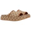 Gucci Slide Slippers Women's Beige & Dark Brown 816797 FAD9C 9745