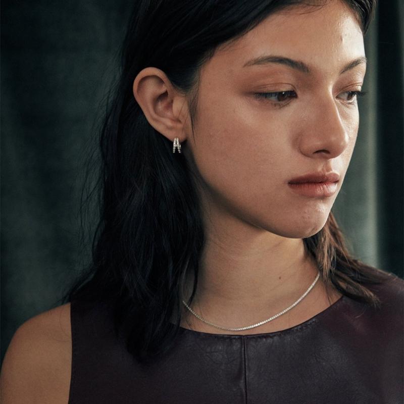 Verte 925 Silver   Dew Earring Epais Lien deux.Silver.205